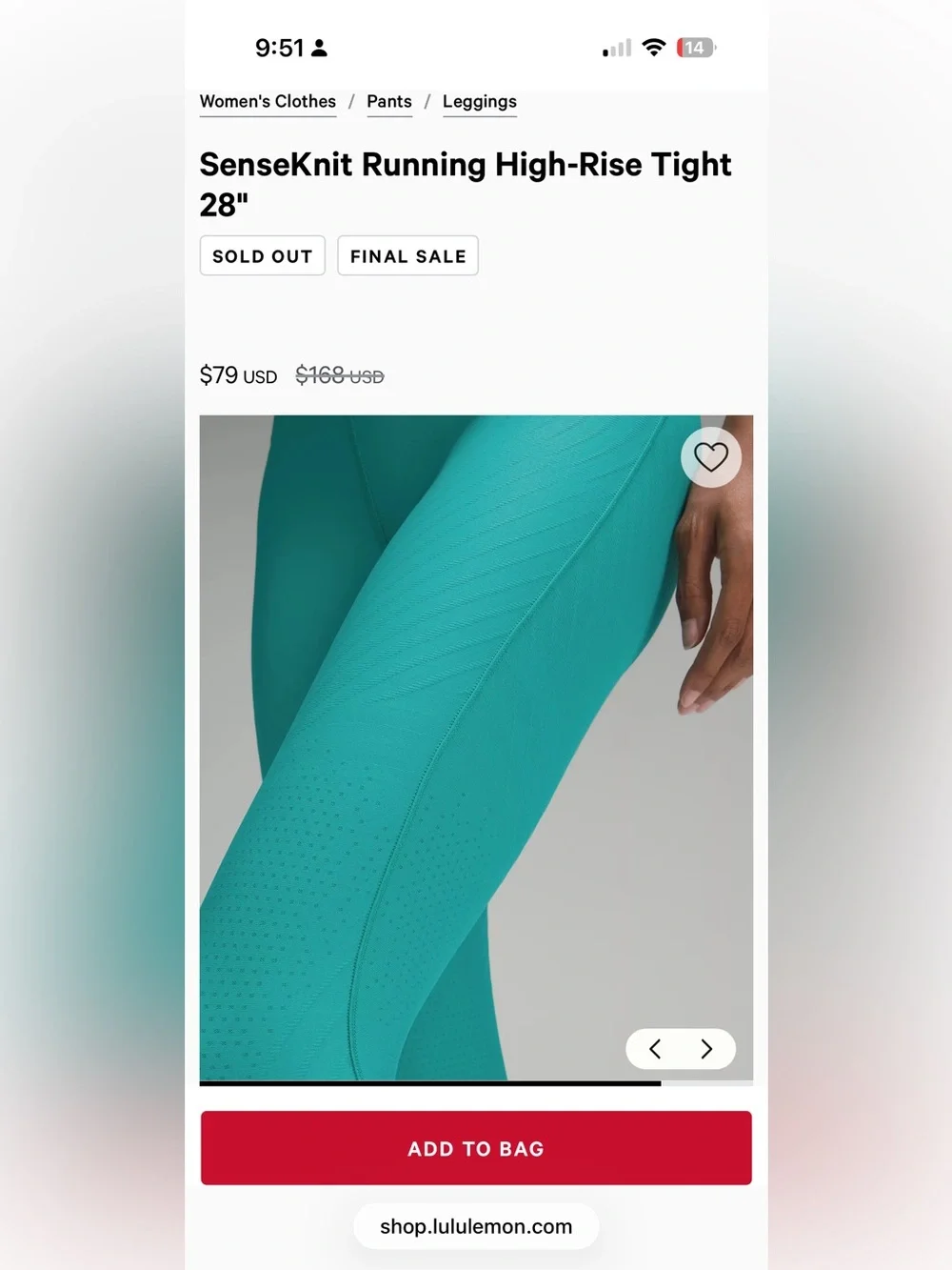 Lululemon SenseKnit Running High-Rise Tight 28